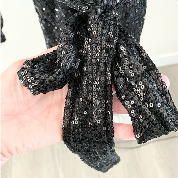 She + Sky Sequin Long Sleeve Belted Romper - Picture 10 of 12